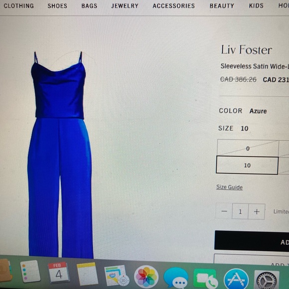 Liv Foster cobalt blue sleeveless satin cowl neck jumpsuit - Picture 2 of 6